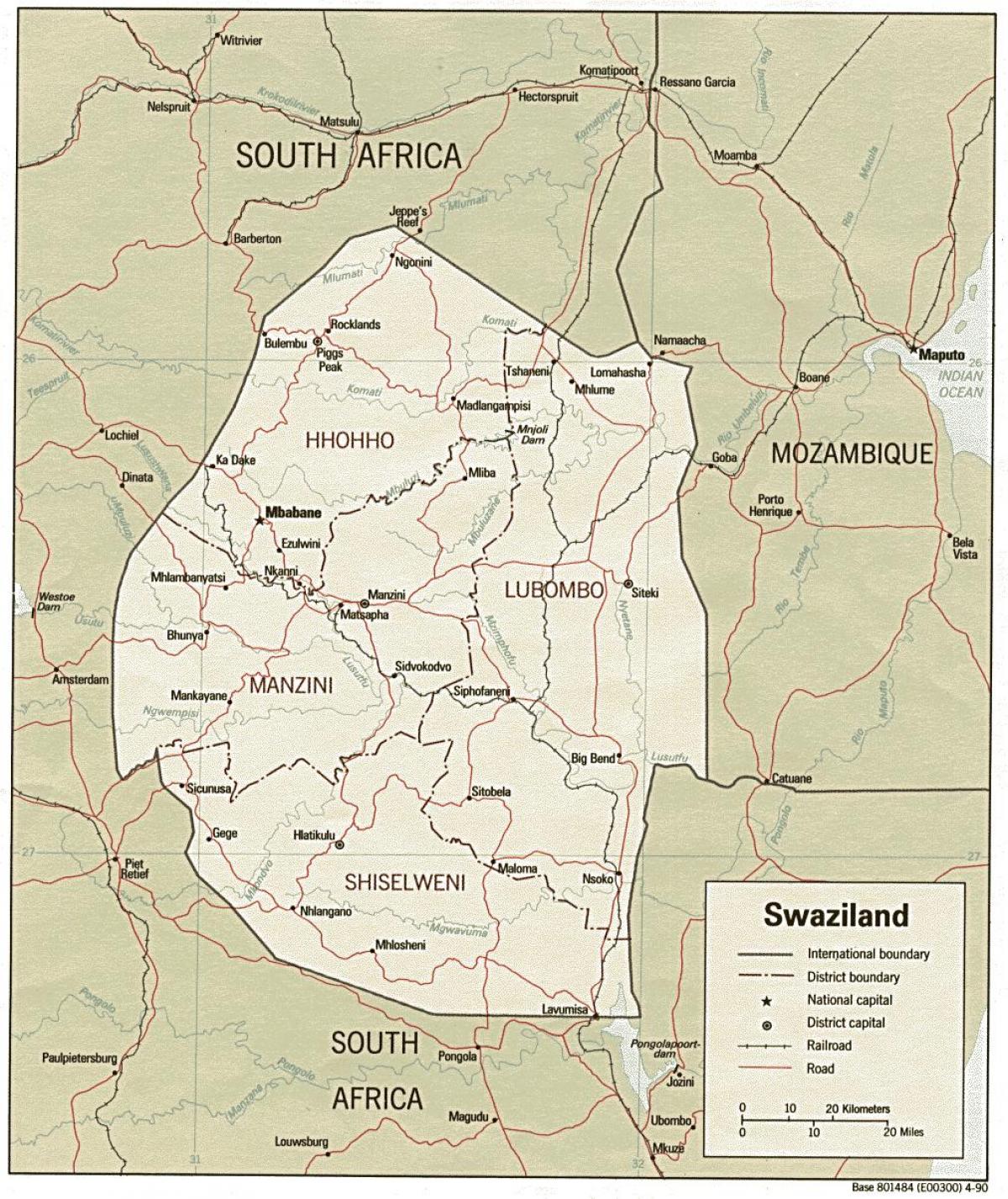 Карта ситеки Свазіленда